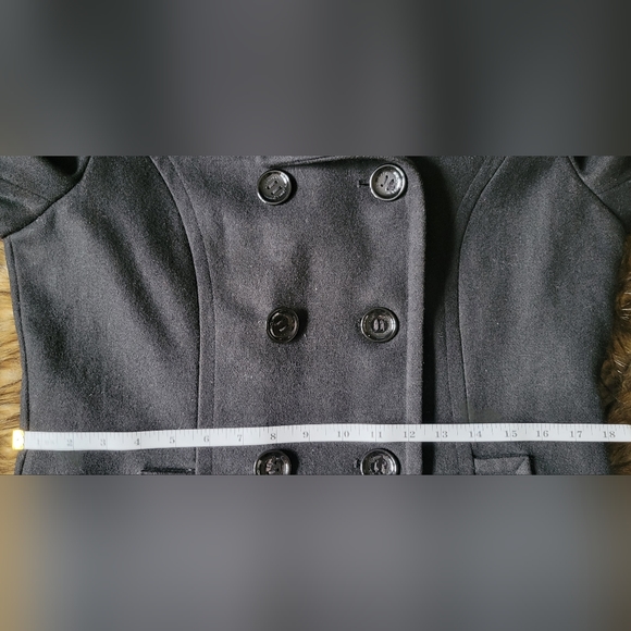 Calvin Klein Double Breasted Hooded Woolblend Peacoat With Purple Lining size 6 - Picture 12 of 16